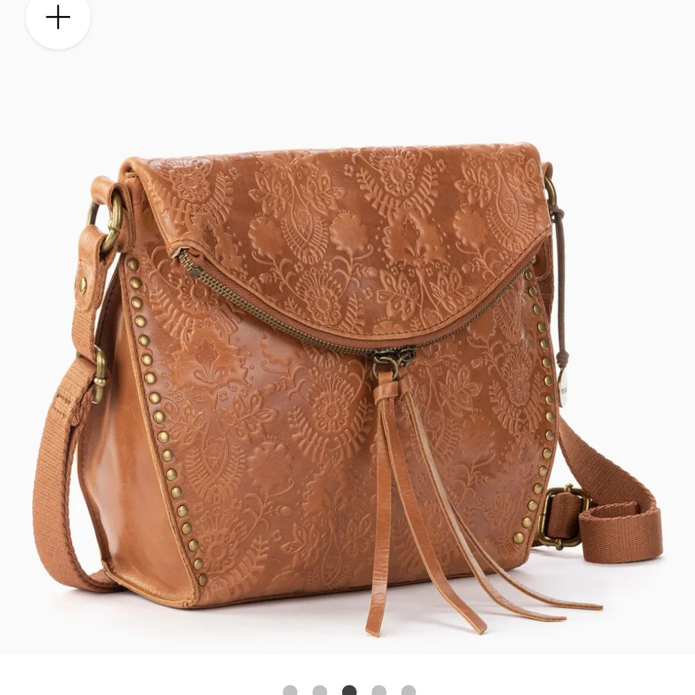 The Sak Brown Leather Crossbody Bag with Embossed Design - Picture 2 of 16